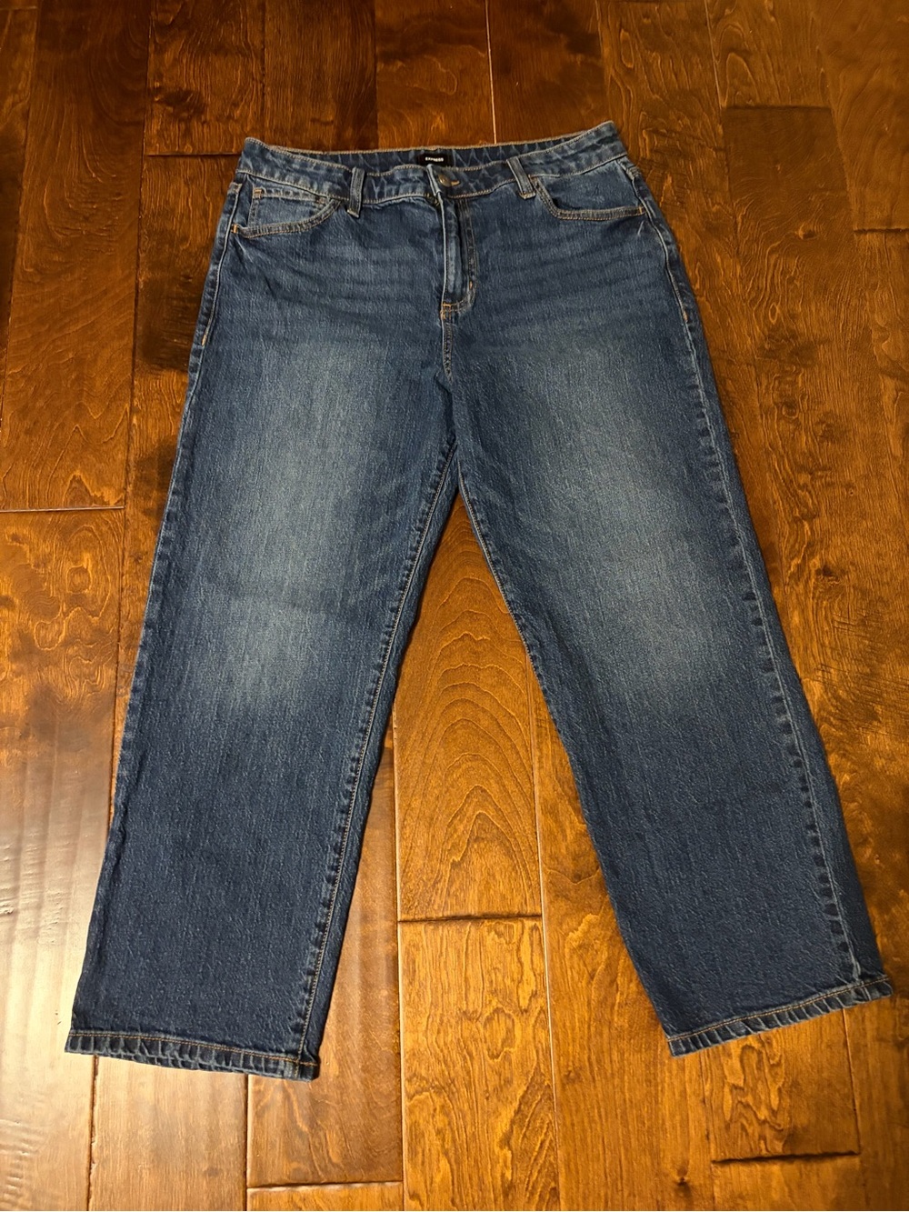 Express Women's Straight Leg Jeans in Dark Blue Denim